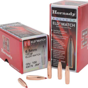 Hornady 26176 ELD Match  6.5mm .264 123 gr Extremely Low Drag Match 100 Per Box/ 25 Case