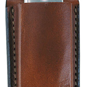 Bianchi 10737 Open Top Mag Pouch  Single Tan Leather Belt Clip Compatible w/ 9mm/40/ 45/380 Belts 1.75" Wide