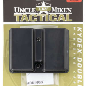 Uncle Mike's 51371 Kydex Double Mag Case Black Kydek, Belt Clip Mount Fits Belts Up To 1.75", Compatible With Single Stack Magazines