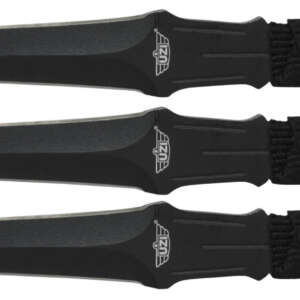 Uzi Accessories UZKTRW003 Throwing Knives  3" Fixed Straight Back Plain Black Stainless Steel Blade Black Nylon Cord Wrapped Handle