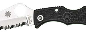 Spyderco LBKS3 Ladybug 3  1.94" Folding Modified Clip Point Serrated VG-10 SS Blade Black FRN Handle