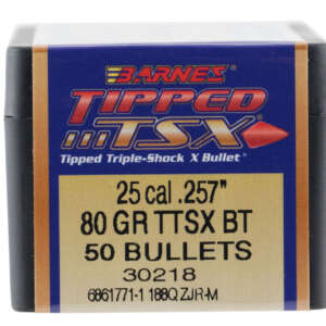 Barnes Bullets 30218 Tipped TSX  25Cal 80gr Boat Tail 50/Box
