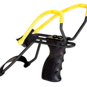 Daisy 998151506 998151506 Slingshot w/ Pistol Grip Yellow Steel Frame Black Molded Sure-Grip w/Wrist Support Handle