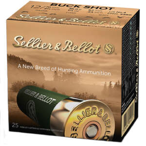Sellier & Bellot SB12BSB Hunting  12Gauge 2.75" 27Pellets 1 1/4oz 4Buck Shot 25 Box/10 Case