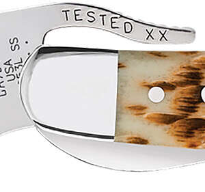 Case 0260 6 RussLock  2.70" Folding RussLock Clip Plain Mirror Polished Tru-Sharp SS Blade/Peach Seed Jigged Amber Bone Handle