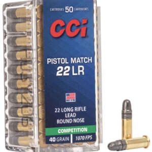 CCI 0051 Pistol Match Competition 22LR 40gr Lead Round Nose 50 Per Box/100 Case