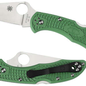 Spyderco C11FPGR Delica 4 Lightweight 2.88" Folding Drop Point Plain VG-10 SS Blade Green Bi-Directional Texturing FRN Handle Includes Pocket Clip