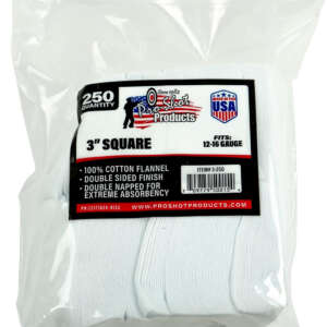 Pro-Shot 3250 Cleaning Patches  12-16 Gauge 3" Square Cotton Flannel 250 Pack