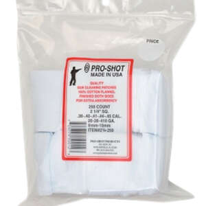 Pro-Shot 214250 Cleaning Patches  .38 - .45 Cal/ .410 / 20 Gauge 2.25" Square Cotton Flannel 250 Pack