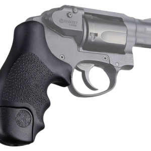 Hogue 60020 OverMolded Tamer  Cobblestone Black Rubber with Finger Grooves for S&W J Frame Centennial with Round Butt, Bodyguard