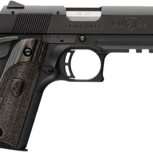 Browning 051817490 1911 Black Label Compact Frame 22 LR 10+1, 3.63" Stainless Steel Barrel, Matte Black Serrated Slide & Polymer Frame w/Beavertail & Picatinny Rail, Black Laminate Stippled Grip
