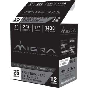 Migra Waterfowl Steel Shot Shot Shells 12 ga 3" 1-1/4 oz #2#3 1430 fps 25/ct