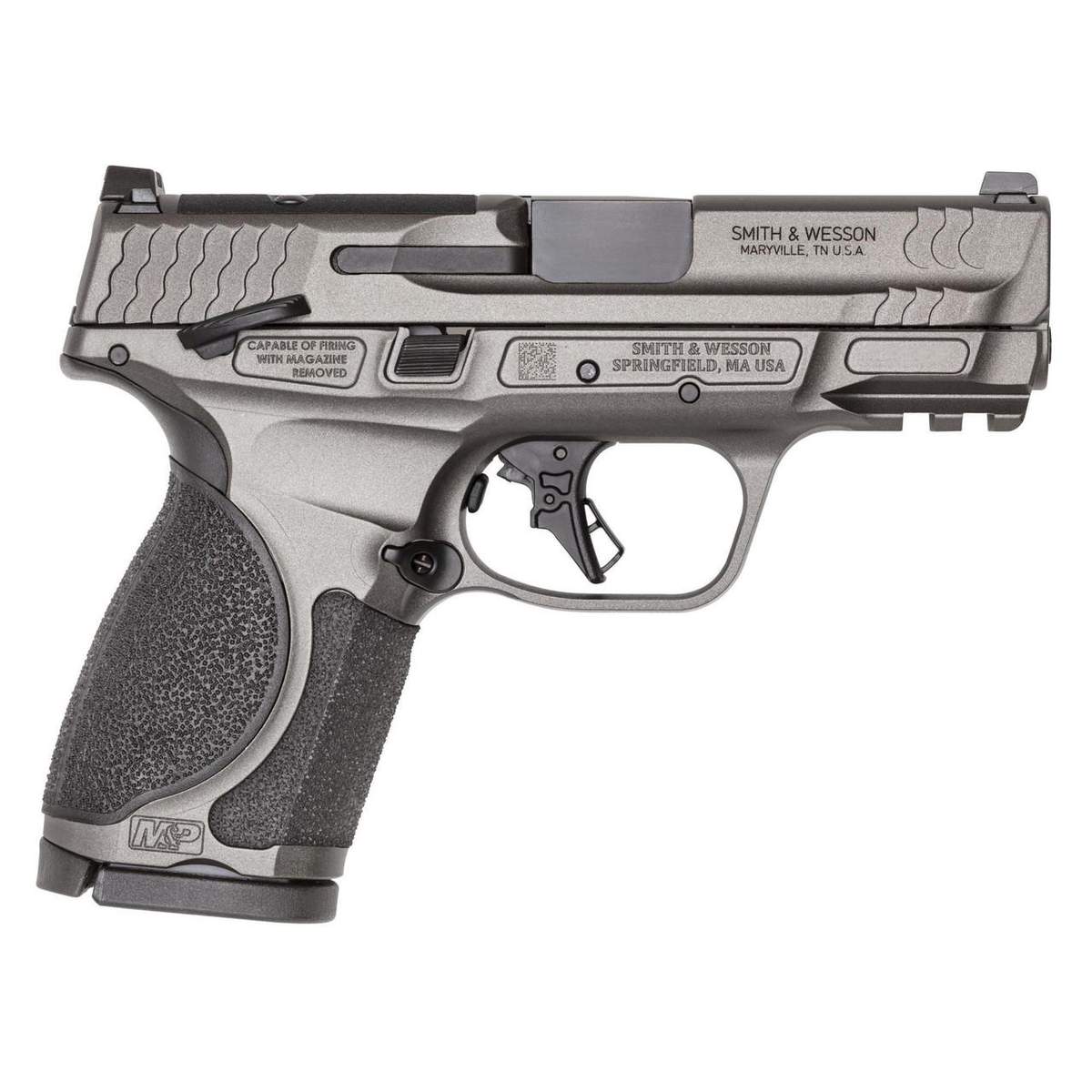 S&W M&P 9 M2.0 Metal Compact OR Handgun 9mm Luger 15rd Magazine(2) 3.6" Barrel Tungsten Gray Cerakote Thumb Safety